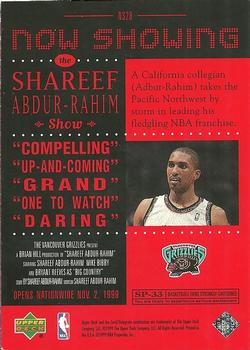 1999-00 Upper Deck - Now Showing #NS28 Shareef Abdur-Rahim Back