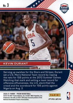 2020-21 Panini Prizm - USA Basketball Prizms Silver #3 Kevin Durant Back
