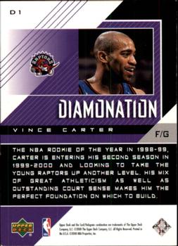 1999-00 Upper Deck Black Diamond - Diamonation #D1 Vince Carter Back