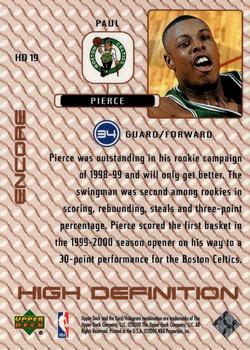 1999-00 Upper Deck Encore - High Definition #HD19 Paul Pierce Back