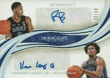 2020 Panini Immaculate Collection Collegiate - Immaculate Ink Dual Autographs #IDA-RV RJ Barrett / Vernon Carey Jr. Front