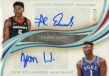 2020 Panini Immaculate Collection Collegiate - Immaculate Ink Dual Autographs #IDA-AZ Anthony Edwards / Zion Williamson Front