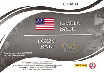 2020 Panini Immaculate Collection Collegiate - Immaculate Ink Dual Autographs #IDA-LL LaMelo Ball / Lonzo Ball Back