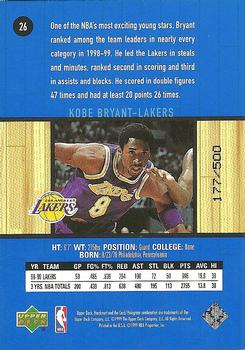 1999-00 Upper Deck Hardcourt - Baseline Grooves Rainbow #26 Kobe Bryant Back
