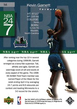 1999-00 Upper Deck HoloGrFX - NBA 24-7 #N4 Kevin Garnett Back