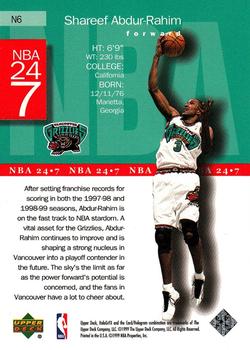 1999-00 Upper Deck HoloGrFX - NBA 24-7 #N6 Shareef Abdur-Rahim Back