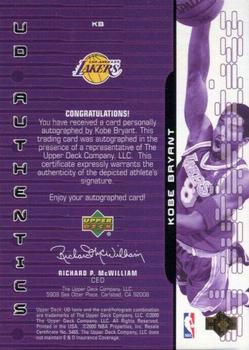 1999-00 Upper Deck Ionix - UD Authentics #KB Kobe Bryant Back
