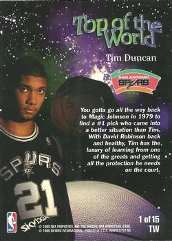 1997-98 Hoops - Top of the World #1TW Tim Duncan Back