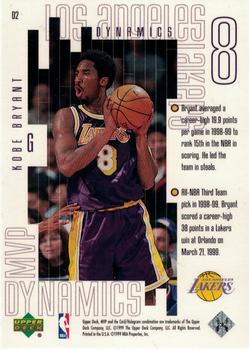 1999-00 Upper Deck MVP - Dynamics #D2 Kobe Bryant Back