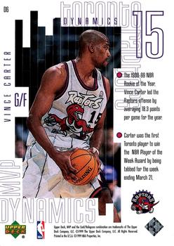 1999-00 Upper Deck MVP - Dynamics #D6 Vince Carter Back