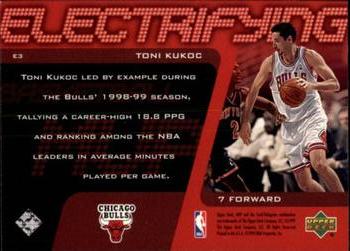 1999-00 Upper Deck MVP - Electrifying #E3 Toni Kukoc Back