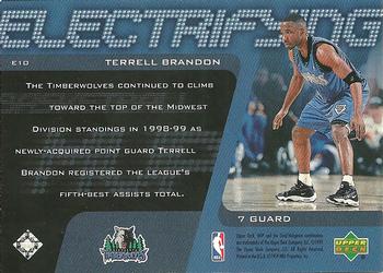 1999-00 Upper Deck MVP - Electrifying #E10 Terrell Brandon Back