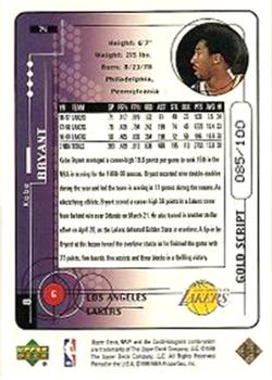 1999-00 Upper Deck MVP - Gold Script #74 Kobe Bryant Back