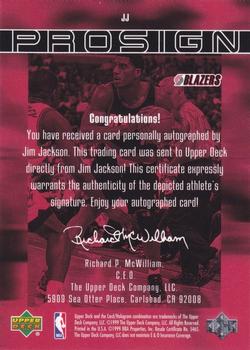 1999-00 Upper Deck MVP - ProSign #JJ Jim Jackson Back