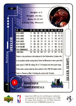 1999-00 Upper Deck MVP - Silver Script #97 Anthony Peeler Back