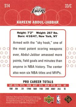 1999-00 Upper Deck Retro - Old School/New School #S14 Kareem Abdul-Jabbar Back