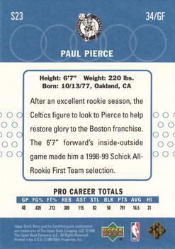 1999-00 Upper Deck Retro - Old School/New School #S23 Paul Pierce Back
