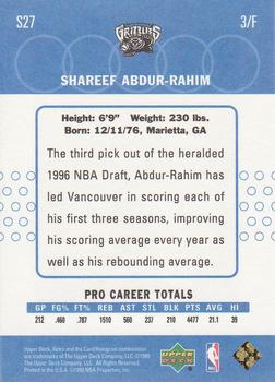 1999-00 Upper Deck Retro - Old School/New School #S27 Shareef Abdur-Rahim Back