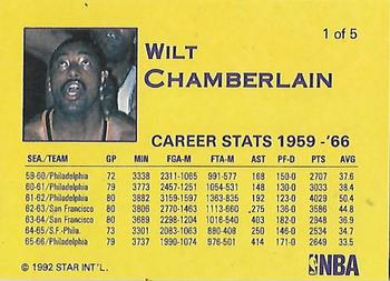 1992 Star Wilt Chamberlain #1 Wilt Chamberlain Back