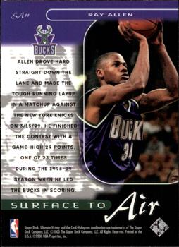 1999-00 Upper Deck Ultimate Victory - Surface to Air #SA11 Ray Allen Back