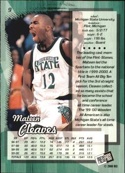 2000 Press Pass - Gold Zone #9 Mateen Cleaves Back