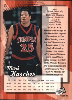 2000 Press Pass - Gold Zone #21 Mark Karcher Back