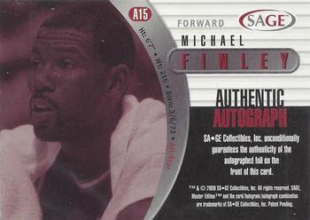 2000 SAGE - Autographs Platinum #A15 Michael Finley Back