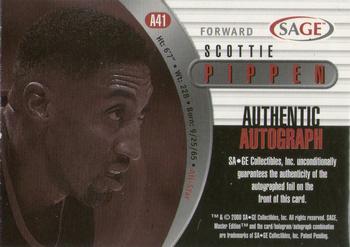 2000 SAGE - Autographs Platinum #A41 Scottie Pippen Back