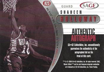 2000 SAGE - Autographs Silver #A23 Shaheen Holloway Back