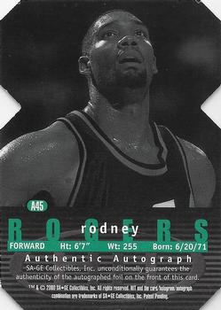 2000 SAGE HIT - Autographs Diamond Cut #A45 Rodney Rogers Back