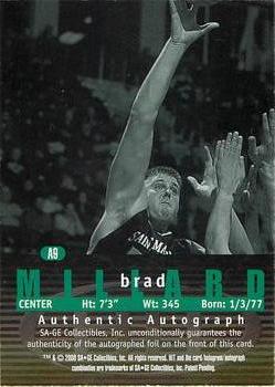 2000 SAGE HIT - Autographs Emerald #A9 Brad Millard Back