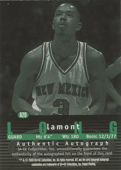 2000 SAGE HIT - Autographs Emerald #A20 Lamont Long Back