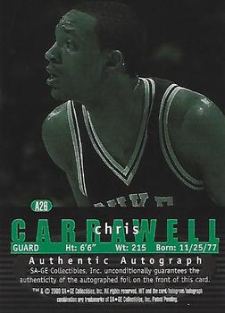 2000 SAGE HIT - Autographs Emerald #A26 Chris Carrawell Back