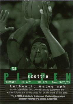 2000 SAGE HIT - Autographs Emerald #A33 Scottie Pippen Back