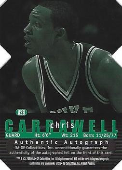 2000 SAGE HIT - Autographs Emerald Cut #A26 Chris Carrawell Back