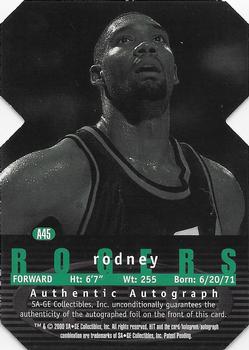 2000 SAGE HIT - Autographs Emerald Cut #A45 Rodney Rogers Back