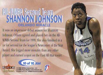 2000 SkyBox Dominion WNBA - All-WNBA #10 AW Shannon Johnson Back