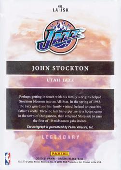 2020-21 Panini Origins - Legendary Autographs #LA-JSK John Stockton Back