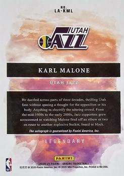 2020-21 Panini Origins - Legendary Autographs #LA-KML Karl Malone Back