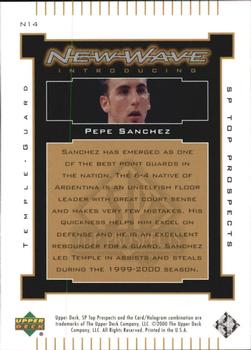2000 SP Top Prospects - New Wave #N14 Pepe Sanchez Back