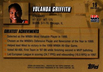 2000 Topps Team USA - Gold #19 Yolanda Griffith Back