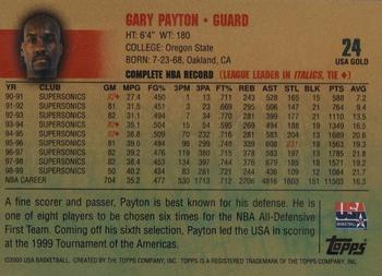 2000 Topps Team USA - Gold #24 Gary Payton Back