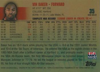 2000 Topps Team USA - Gold #35 Vin Baker Back