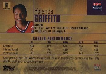 2000 Topps Team USA - Gold #61 Yolanda Griffith Back