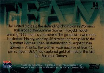 2000 Topps Team USA - Gold #94 Team USA Women's Back