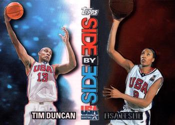 2000 Topps Team USA - Side by Side Refractor/Non-Refractor #SS1 Tim Duncan / Lisa Leslie Front