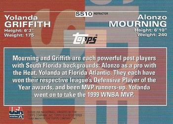 2000 Topps Team USA - Side by Side Refractor/Non-Refractor #SS10 Alonzo Mourning / Yolanda Griffith Back