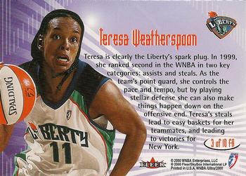 2000 Ultra WNBA - Feminine Adrenaline #3 FA Teresa Weatherspoon Back