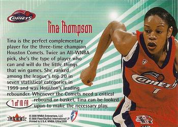 2000 Ultra WNBA - Feminine Adrenaline #7 FA Tina Thompson Back