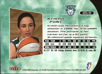 2000 Ultra WNBA - Gold Medallion #51G Kristin Folkl Back